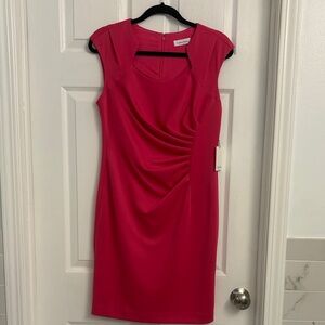 Calvin Klein Fuchsia Ruched Sheath Midi Dress